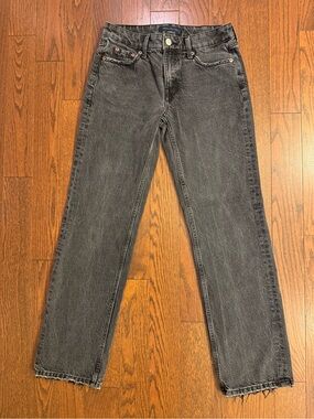 Aeropostale Low Rise Baggy Jeans 0 Black Raw Hem Wide Leg Y2K